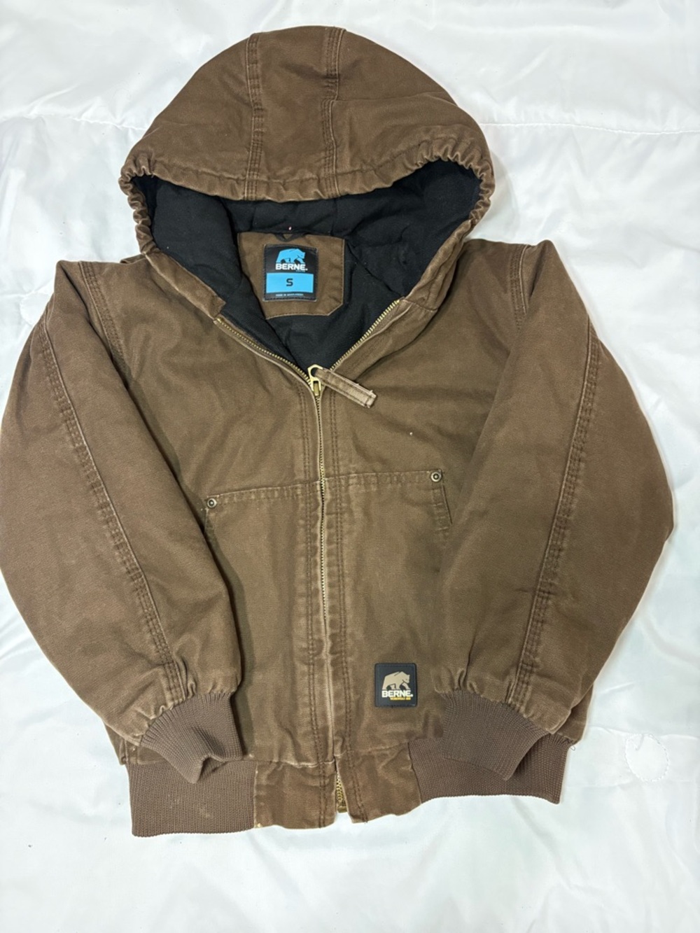 Kids' Brown Hooded Jean Jacket